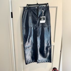 Pistola faux leather navy knee length skirt